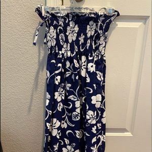 blue & white flower strapped dress/top
